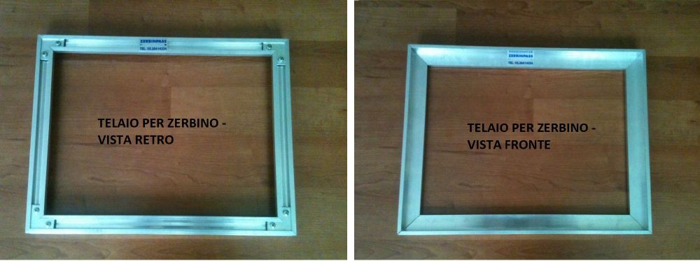 telaio in alluminio estruso per zerbinstop fronte + retro