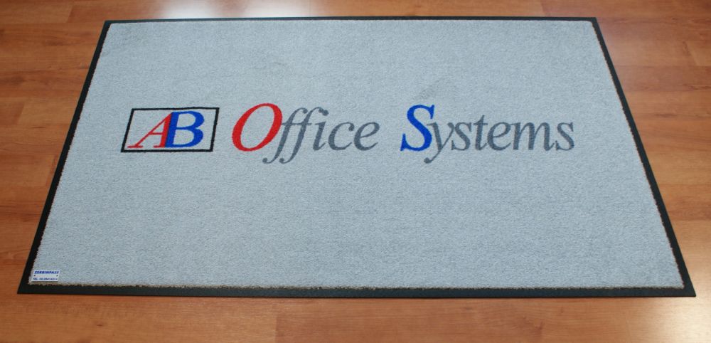 tappeto art. asciugapass p.e. colroe grigio chiaro personalizzato a stampa ab office system a 4 colori